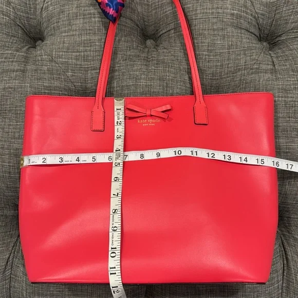 Kate Spade Tote Sawyer Street Tori Large Pink Coral Leather Bag - Picture 17 of 17